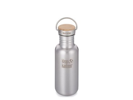 Nerezová láhev do školy KLEAN Kanteen Reflect w / Bamboo Cap - brushed stainless nerezová láhev 532 ml