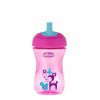 Pokročilý hrnek CHICCO s brčkovým náustkem, růžový 12m+ 266 ml