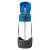 Plastová láhev na pití s ​​brčkem b.box - modrá/šedá 450 ml