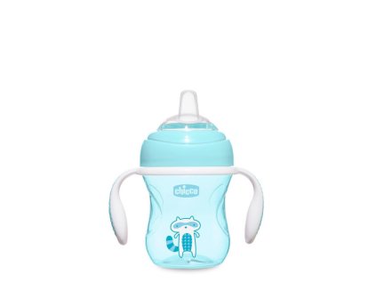 Detský učiaci hrnček s držadlami CHICCO 200 ml, modrý, 4m+