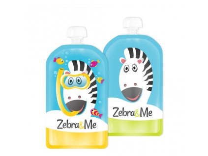 Plniteľné kapsičky pre deti na opakované použitie Zebra&Me - potápač + zebra 2ks, 150 ml