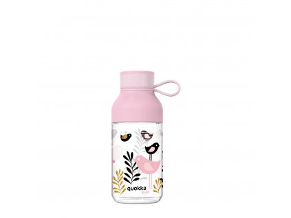 Plastová fľaša QUOKKA Kids Tritan Ice With Strap - Birds 430 ml