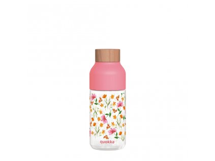 Plastová fľaša QUOKKA Tritan Ice - Pink Flowers 570 ml