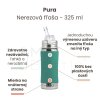Nerezová fľaša so slamkou s membránou Pura - mint 325 ml