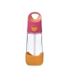 Plastová fľaša na pitie so slamkou b.box - ružová/oranžová 450 ml
