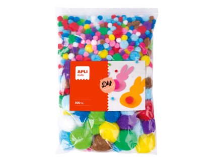 POM – POM guľky, Jumbo pack, 500 ks, mix veľkostí a farieb