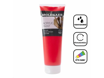 Akrylová Farba Molenaer, 250 ml, červená