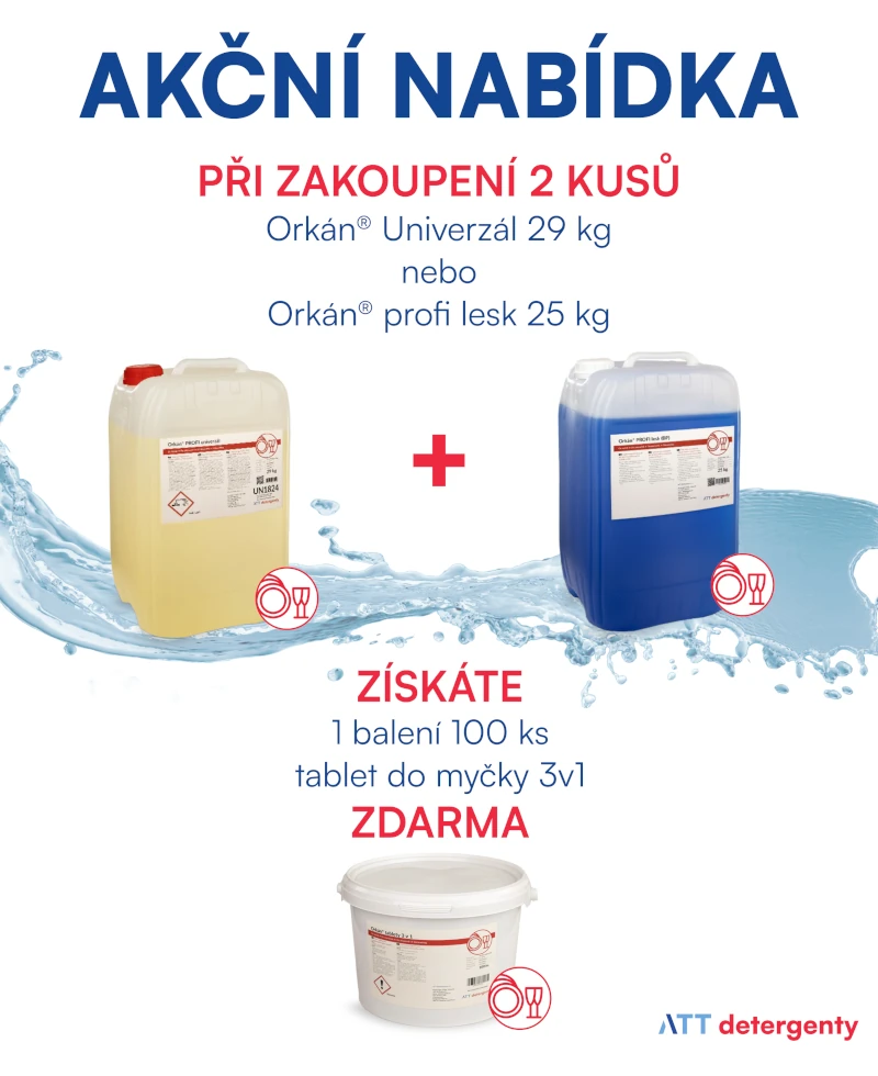 Akce Orkán 1 a 1 = 100 ks tablet do myčky