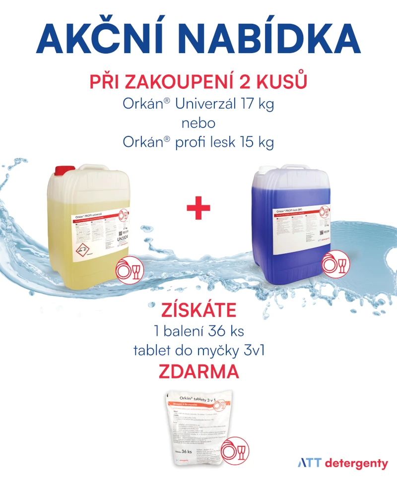 Akce Orkán 1 a 1 = 36 ks tablet do myčky