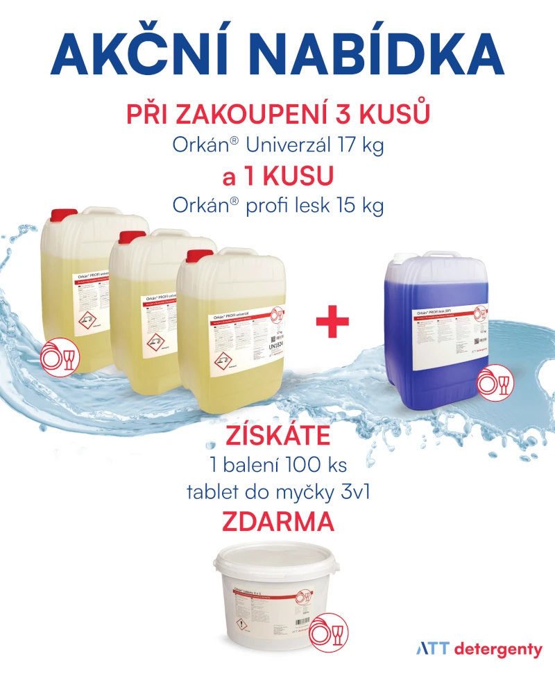 Akce Orkán 3 a 1 = 100 ks tablet do myčky