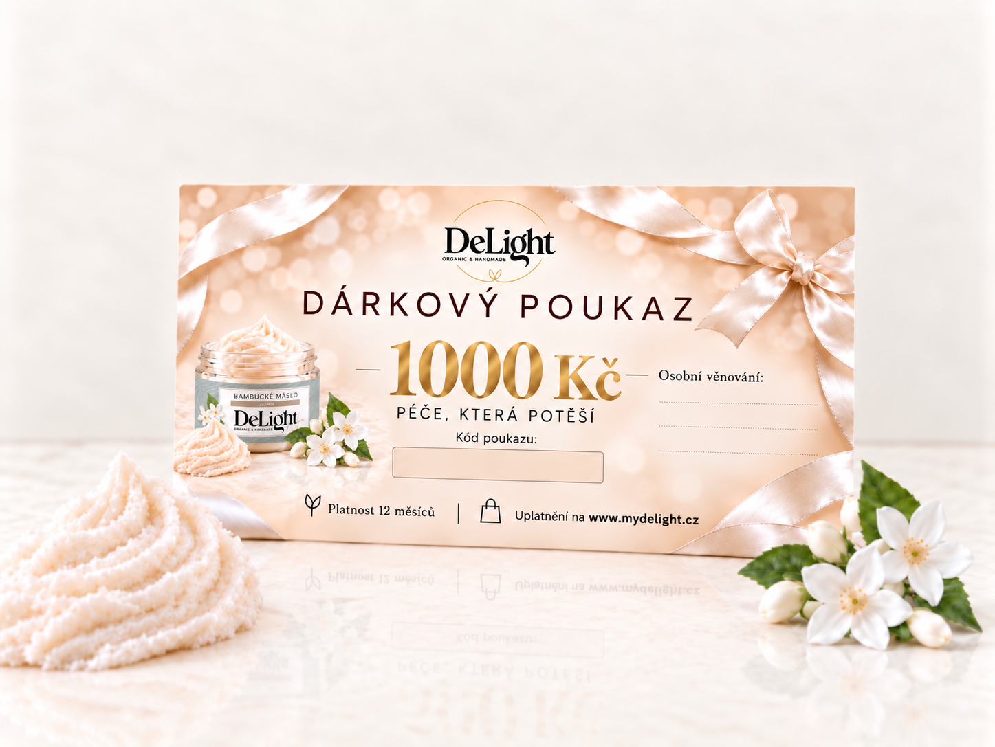 Produktová fotografie dárkového poukazu 1 000 Kč