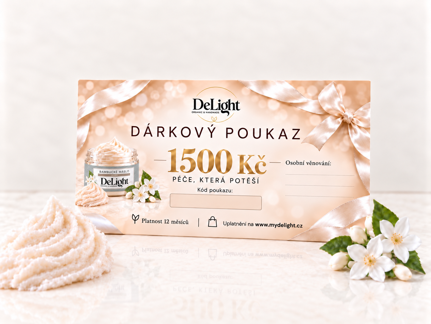 Produktová fotografie dárkového poukazu 1 500 Kč