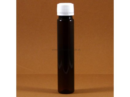 Plastová fľaška tmavohnedá s uzáverom 25 ml