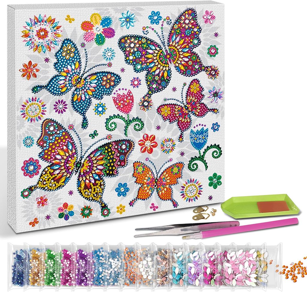 URSUS 43520009 - Diamantový obraz na plátně - Mandala Motýlci, 30x30 cm