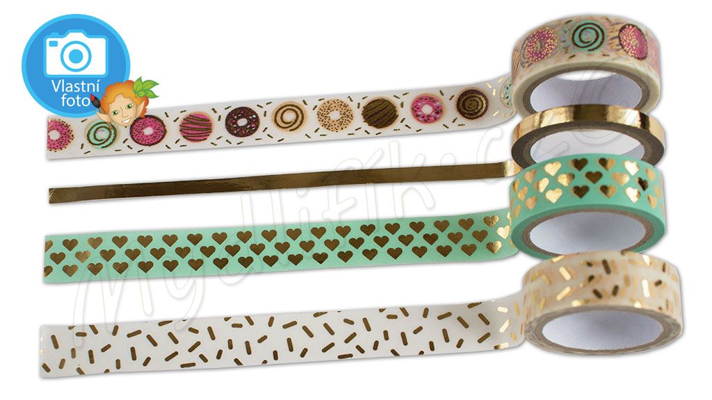 Folia 26431 - Washi tape 4 ks - motiv ZLATA S DONUTY