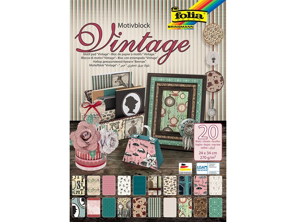Folia 48649 - Blok s motivem Vintage, 20 listů, 270g/m2