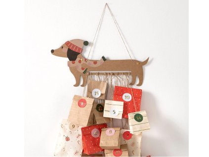 Folia 9382 - Adventní kalendář Sausage dog - papírové sáčky - 54 ks