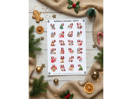 MYD003 - Samolepky Adventní čísla - SANTA