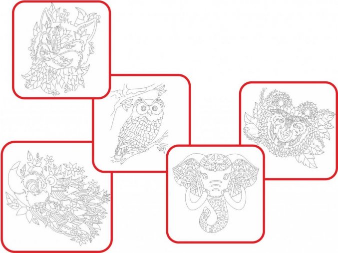 Radost v písku 1493 - Pískování obrázků - střední sada Zentangle zvířata