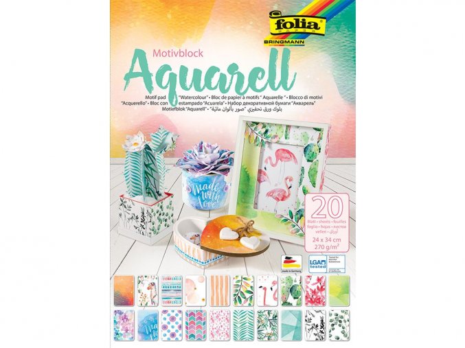 Folia 48749 - Blok s motivem Aquarell, 20 listů, 270g/m2