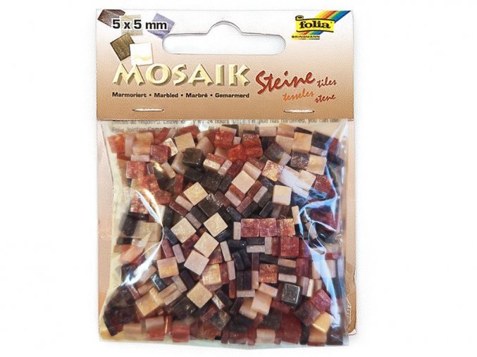 Folia 62101 - Mozaikové kamínky 5x5 mm - Mramor červený, 700 ks
