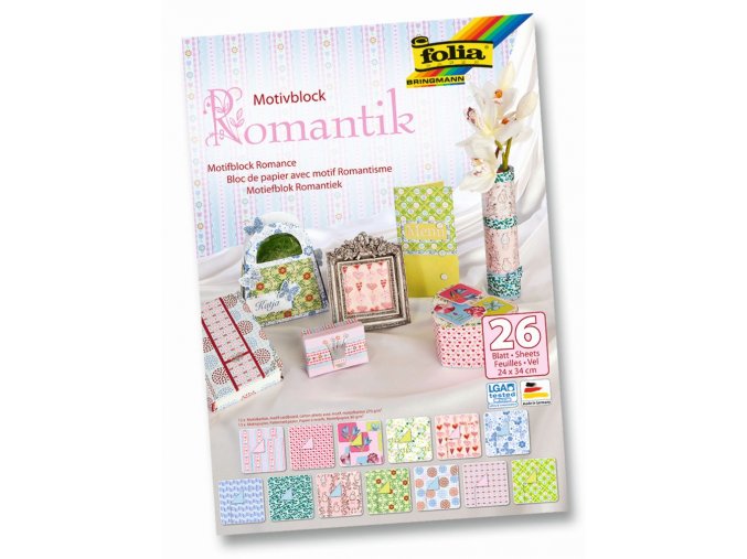 Blok s motivem ROMANTIKA - 270 g/m2 a 80 g/m2, 26 listů, 24 x 34 cm