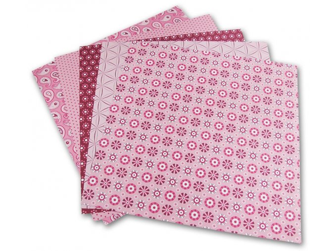 Folia 463/1010 Origami papír 10 x 10 cm, 50 archů - růžový motiv