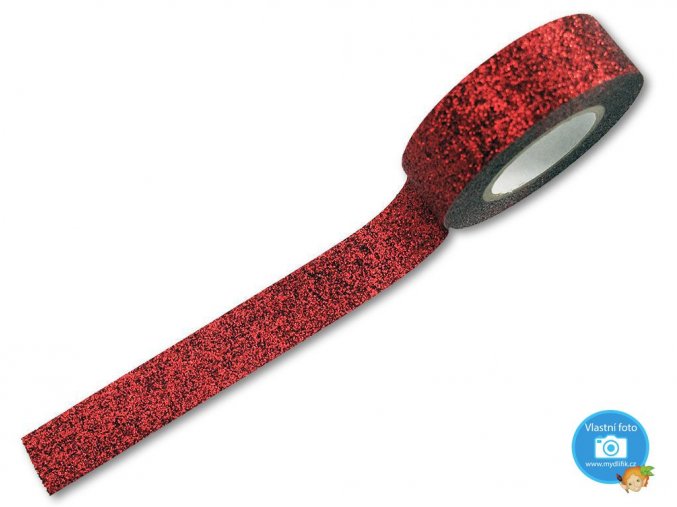 Folia 28509 - dekorační lepící glitrová washi páska červená