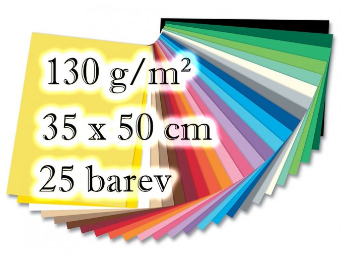 Folia - Barevné papíry - 130 g/m2, 25 barev, 35 x 50 cm