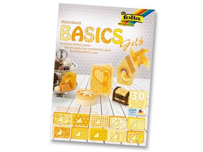 Folia 46149 - Blok s motivem BASICS Žlutá - 30 listů, různá gramáž, 24x34 cm
