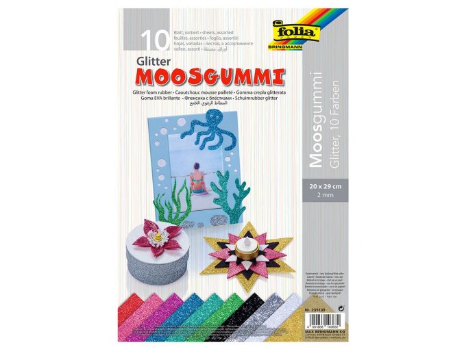 Folia 239109 - Pěnovka moosgummi s třpytkami - 10 barev