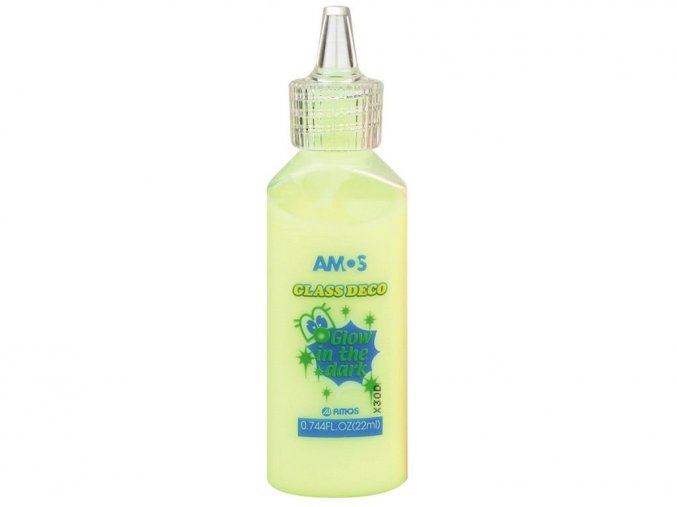 AMOS 1541 - Slupovací barva na sklo svítící ve tmě - žlutá, 22 ml