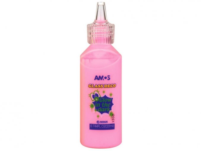 AMOS 1541 - Slupovací barva na sklo zářící ve tmě - růžová, 22 ml