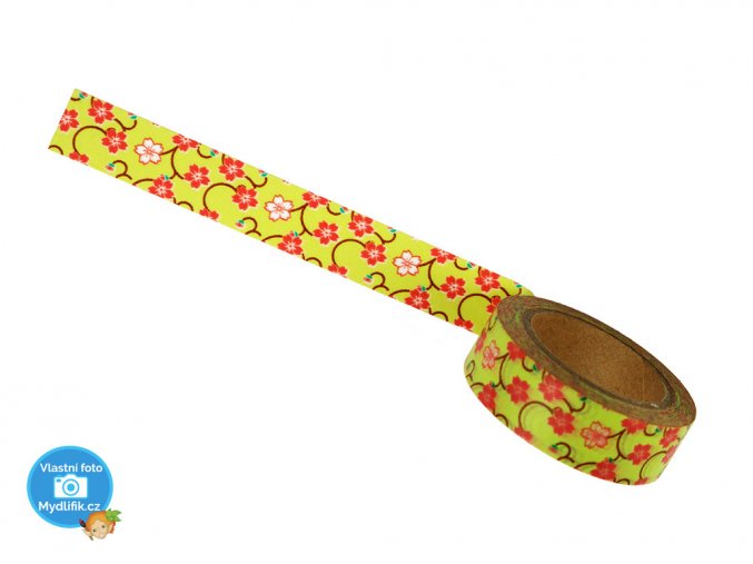 Folia 26029 - Washi Tape - zelená s květinami