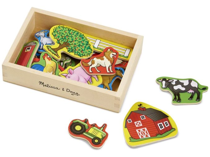 Melissa and Doug 19279 - Dřevěné magnety Farma 20 ks