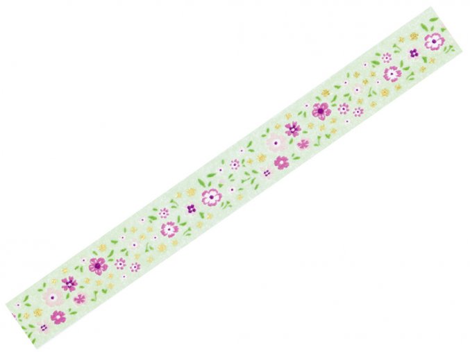 Folia 26126 - Washi Tape - dekorační lepicí páska - Květy se zlatými odlesky
