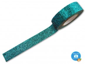 Folia 28509 - dekorační lepící glitrová washi páska tyrkysová