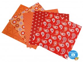 Folia 462/2020 - Origami papíry Basics, červený motiv, 50 listů, 20x20 cm