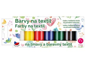 Anděl 6108 - Barvy na tmavý textil, 7x15 g + šablony