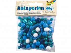 Folia 22972 - Dřevěné korálky - modrá/tyrkysová, 60 g