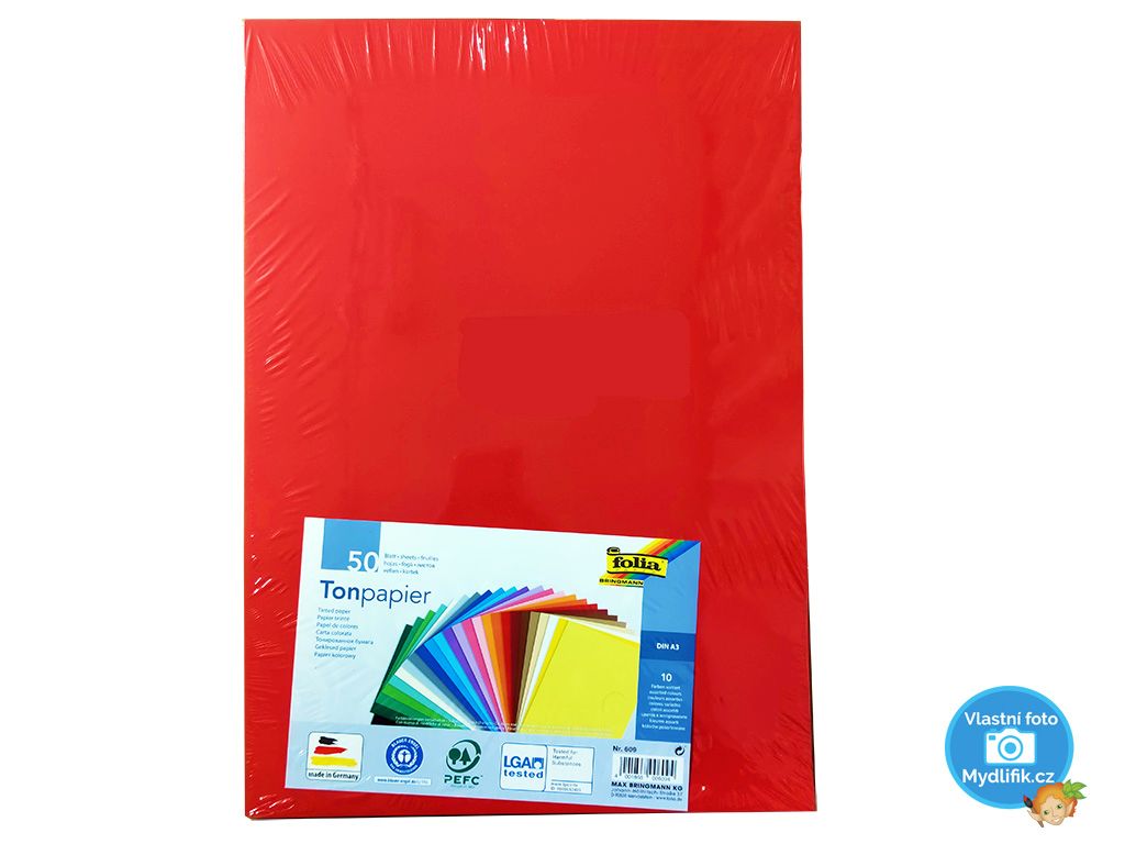 Folia - Max Bringmann Barevné papíry - 130 g/m2, 50 listů, 10 barev, A3
