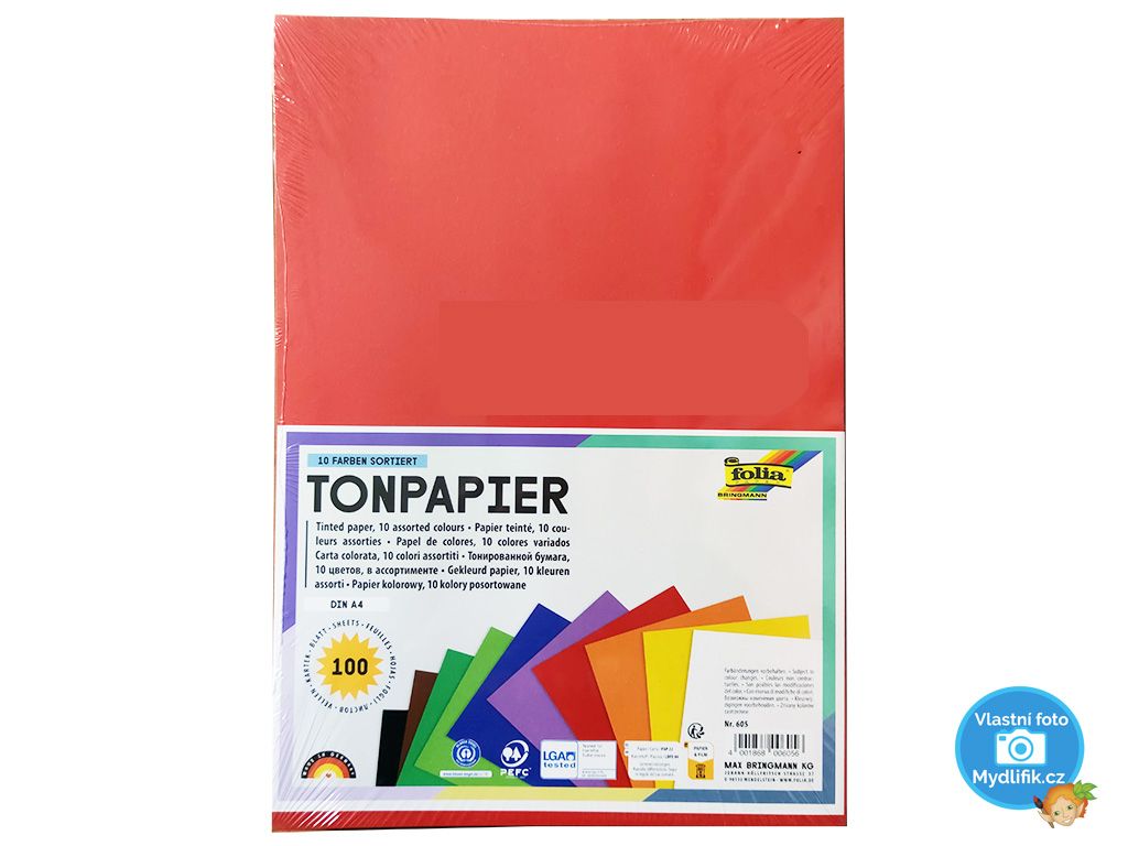 Folia - Max Bringmann Barevné papíry - 130 g/m2, 100 listů, 10 barev, A4