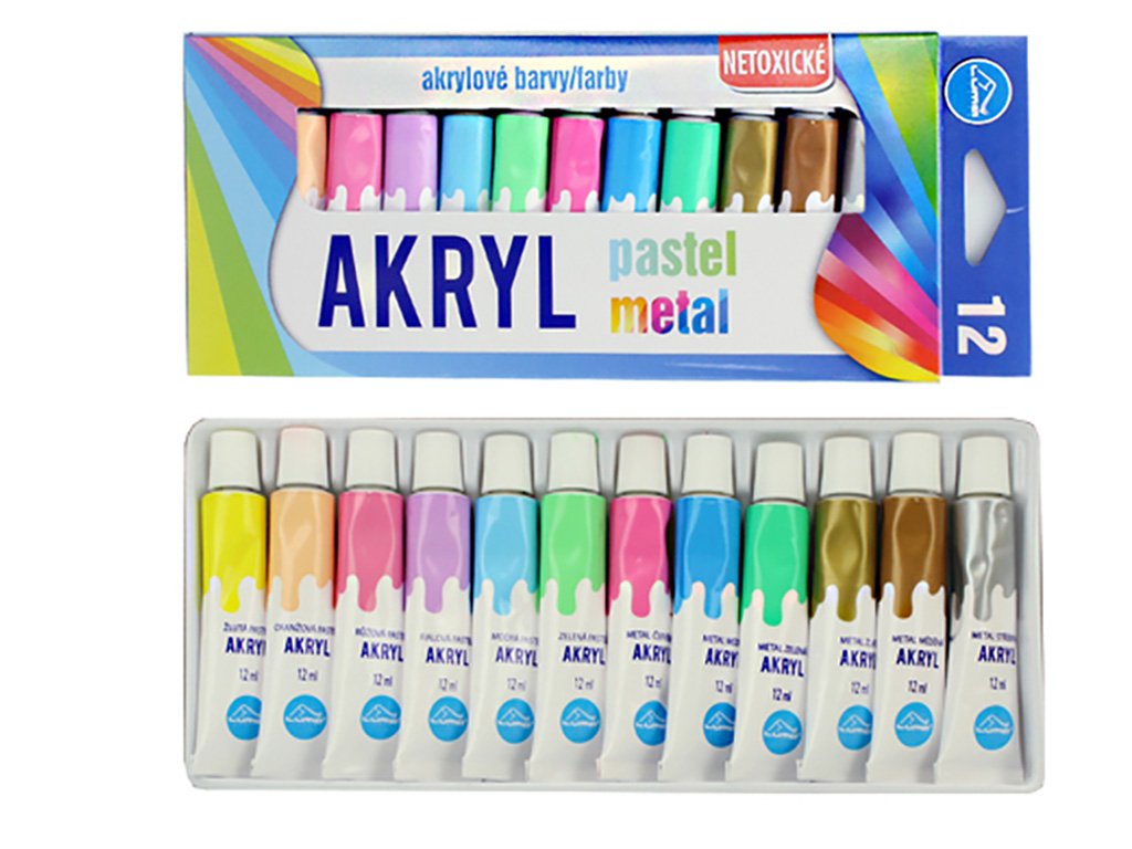 LUMA Barvy akrylové 6x pastel + 6x metal - 12 ml