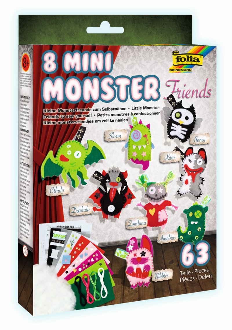 Folia 50106 - Filcové mini MONSTER postavičky - sada na výrobu 8 kusů postaviček