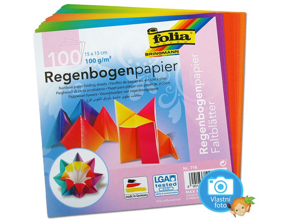 Folia 716 - Origami papír duhový 100 g/m2 - 15 x 15 cm, 100 archů