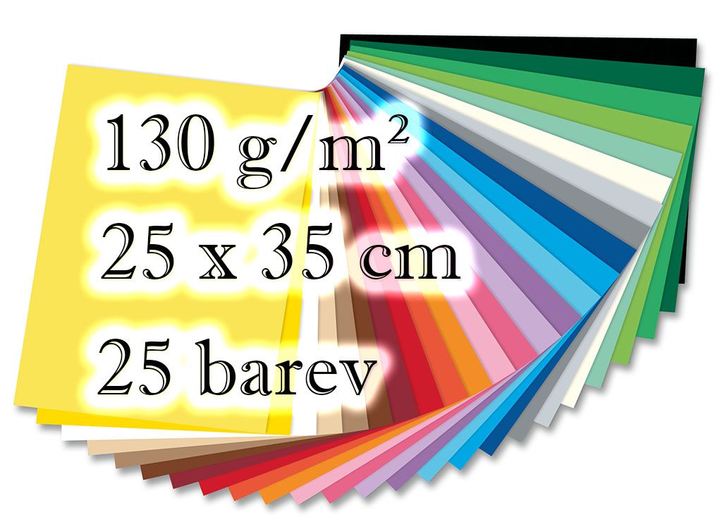Folia - Max Bringmann Barevné papíry - 130 g/m² , 25 listů, 25 barev, 25 x 35 cm