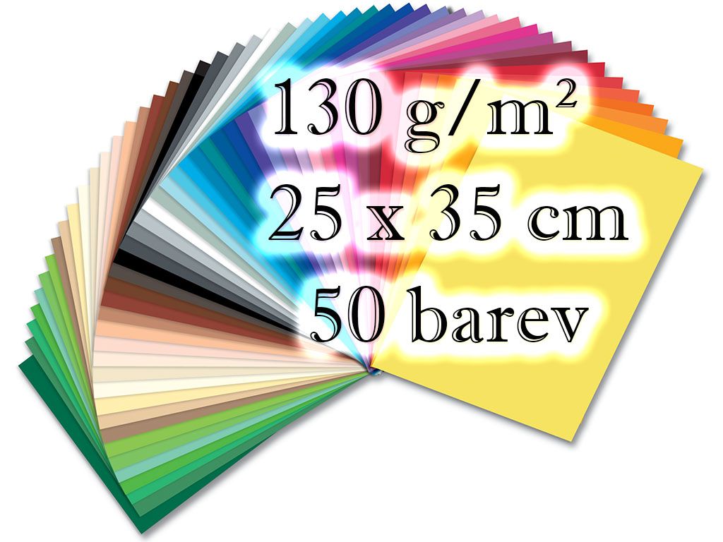 Folia - Max Bringmann Barevné papíry - 130 g/m2, 50 listů, 50 barev, 25 x 35 cm