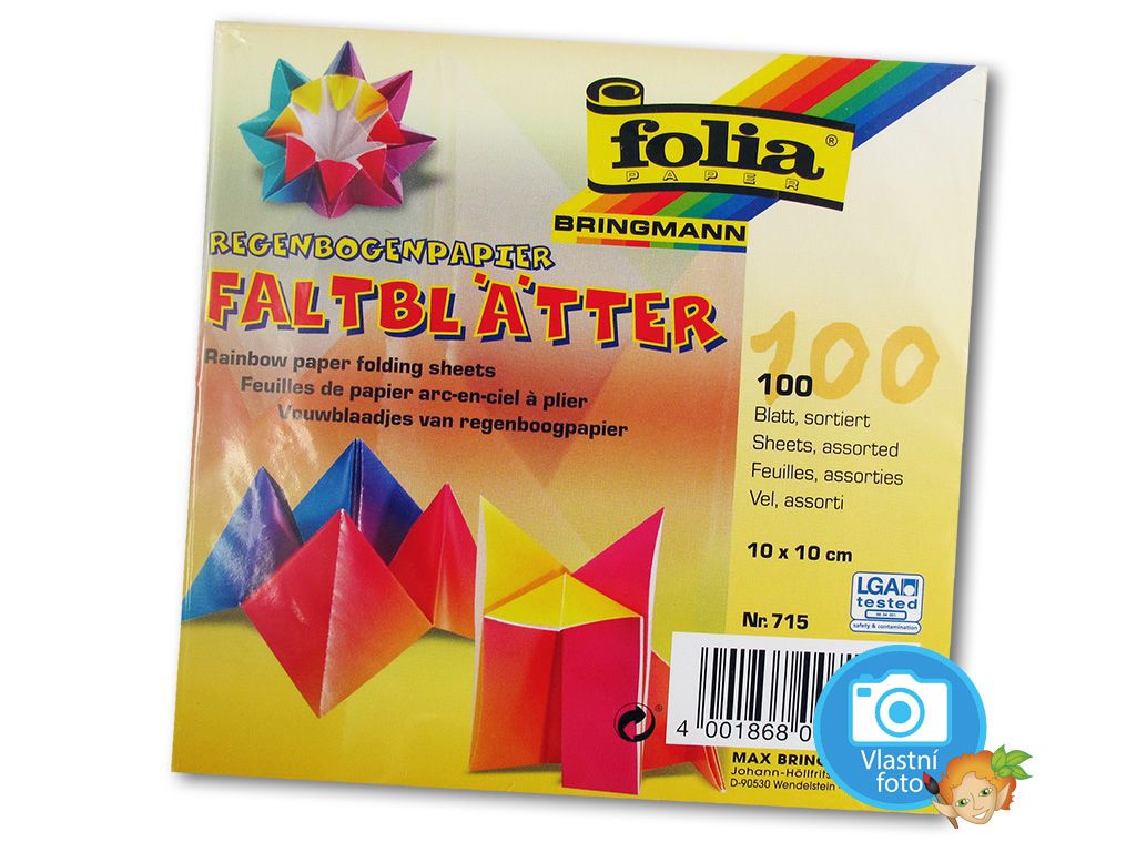 Folia 715 - Origami papír duhový 100 g/m2 - 10 x 10 cm, 100 archů