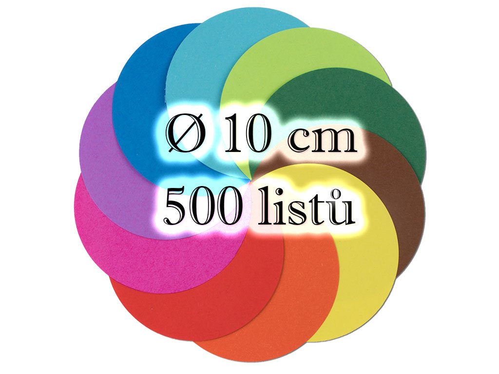 Folia 8960/0 - Origami papír 70 g/m2 - kulatý Ø 10cm, 500 archů v 10-ti barvách
