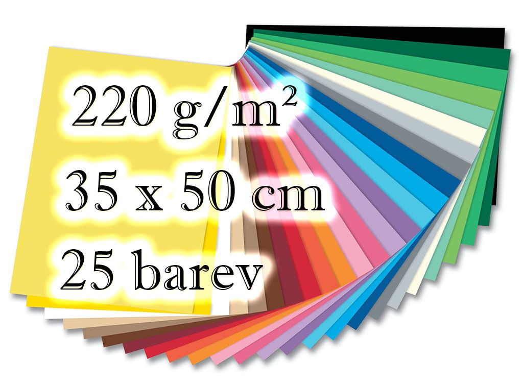 Folia - Max Bringmann Barevné papíry (karton) - 220 g/m2, 25 listů, 25 barev, 35 x 50 cm